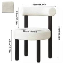FORGEVIO Soft Makeup Vanity Chair W/ Backrest Cozy Makeup Stool in White - thumbnail 2