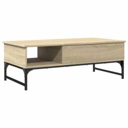Berkfield Home Coffee Table Sonoma Oak 100x50x35 cm Engineered Wood & Metal in Light Tan - Size: 100 x 50 x 35 cm - thumbnail 1