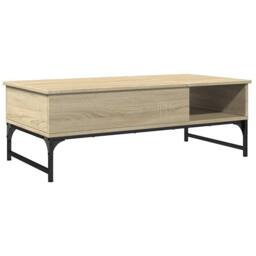 Berkfield Home Coffee Table Sonoma Oak 100x50x35 cm Engineered Wood & Metal in Light Tan - Size: 100 x 50 x 35 cm - thumbnail 7