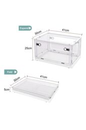 Living and Home 3 Pack Collapsible Storage Box Medium Stackable Clear Plastic Storage Box Organizer in White - thumbnail 2