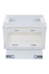 Living and Home 3 Pack Collapsible Storage Box Medium Stackable Clear Plastic Storage Box Organizer in White - thumbnail 3