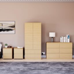 Home Discount Vida Designs Denver 4Pc Bedroom Set(2 Bedside, 6 Drawer Chest, Wardrobe) in Brown - thumbnail 6