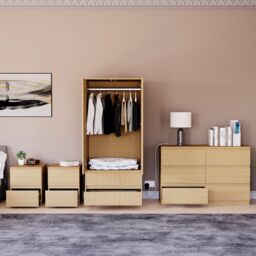 Home Discount Vida Designs Denver 4Pc Bedroom Set(2 Bedside, 6 Drawer Chest, Wardrobe) in Brown - thumbnail 7