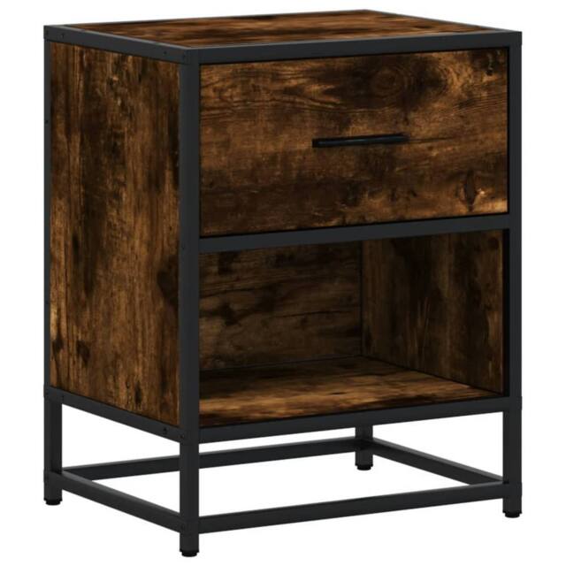Berkfield Home Bedside Cabinet Smoked Oak 40x31x50 cm Engineered Wood in Brown - Size: 40 x 31 x 50 cm - image 1