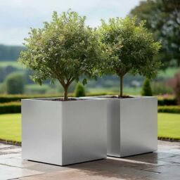 Woven Wood 60cm Zinc Galvanised Silver Square Garden Planter - thumbnail 9