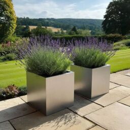 Woven Wood 60cm Zinc Galvanised Silver Square Garden Planter - thumbnail 8