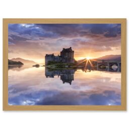 Artery8 Syxaxis Eilean Donan Castle Kyle Lochalsh Scotland Photo Artwork Framed Wall Art Print A4 in Light Oak - thumbnail 1