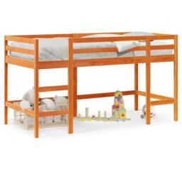 Berkfield Home Kids' Loft Bed without Mattress with Ladder Wax Brown 80x200 cm - thumbnail 1