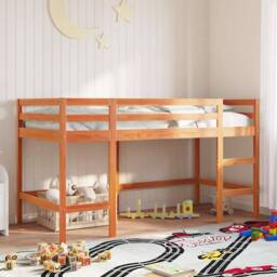 Berkfield Home Kids' Loft Bed without Mattress with Ladder Wax Brown 80x200 cm - thumbnail 2