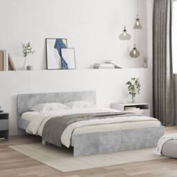 Berkfield Home Durable Bed Frame without Mattress Concrete Grey 150x200 cm King Size - thumbnail 2