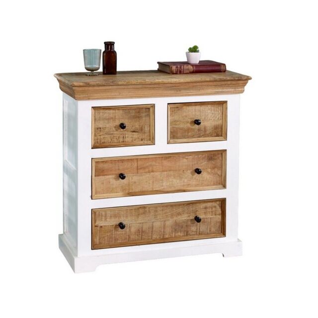 Indian Hub Alfie 4 Chest of Drawers - Mango Wood - L35 x W80 x H80 cm in Brown - image 1
