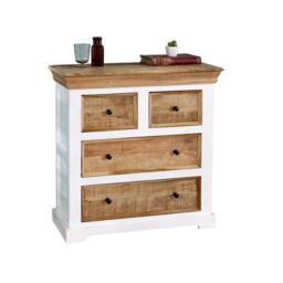 Indian Hub Alfie 4 Chest of Drawers - Mango Wood - L35 x W80 x H80 cm in Brown - thumbnail 1
