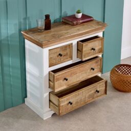 Indian Hub Alfie 4 Chest of Drawers - Mango Wood - L35 x W80 x H80 cm in Brown - thumbnail 4