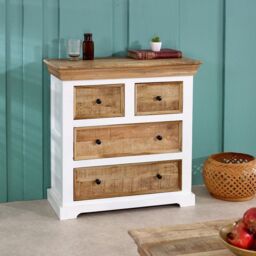 Indian Hub Alfie 4 Chest of Drawers - Mango Wood - L35 x W80 x H80 cm in Brown - thumbnail 5