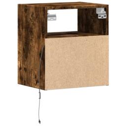 Berkfield Home TV Wall Cabinet with LED Lights Smoked Oak 41x31x45 cm in Brown - Size: 41 x 31 x 45 cm - thumbnail 8