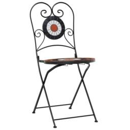 Berkfield Home Mosaic Bistro Set Terracotta & White Iron & Ceramic in Orange - thumbnail 4