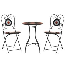 Berkfield Home Mosaic Bistro Set Terracotta & White Iron & Ceramic in Orange - thumbnail 2