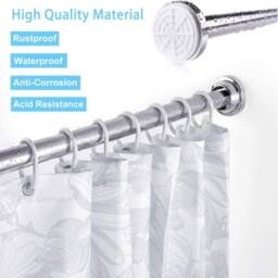 EONLION 2PCS Extendable Shower Curtain Rail Telescopic Closet Hanging Rail in Silver - thumbnail 3