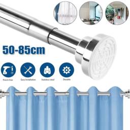 EONLION 2PCS Extendable Shower Curtain Rail Telescopic Closet Hanging Rail in Silver - thumbnail 4
