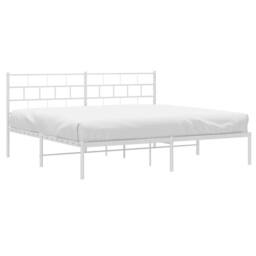 Berkfield Home Metal Bed Frame with Headboard White 193x203 cm - thumbnail 1