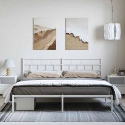 Berkfield Home Metal Bed Frame with Headboard White 193x203 cm - thumbnail 4