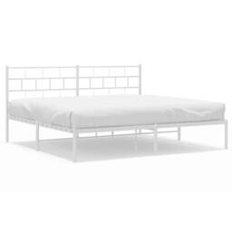 Berkfield Home Metal Bed Frame with Headboard White 193x203 cm - thumbnail 3