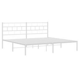 Berkfield Home Metal Bed Frame with Headboard White 193x203 cm - thumbnail 5