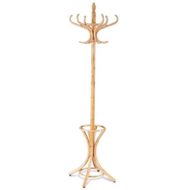 NESTLUNE Free Standing Natural Wooden Coat Rack Hat Hanger in Brown - Size: 1000mm - image 1