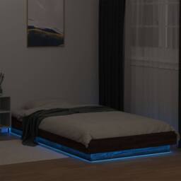 Berkfield Home Bed Frame with LED Lights without Mattress Brown Oak 100x200cm - Size: 100x200 cm - thumbnail 4