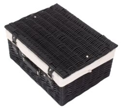 Red Hamper Wicker 41cm Empty Black Willow Picnic Basket With White Lining - thumbnail 3
