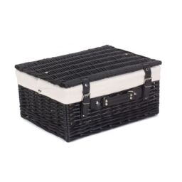 Red Hamper Wicker 41cm Empty Black Willow Picnic Basket With White Lining - thumbnail 2