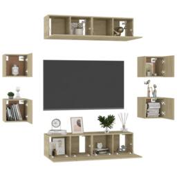 Berkfield Home 8 Piece TV Cabinet Set Sonoma Oak Engineered Wood in Brown - thumbnail 3