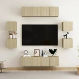 Berkfield Home 8 Piece TV Cabinet Set Sonoma Oak Engineered Wood in Brown - thumbnail 1