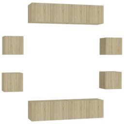Berkfield Home 8 Piece TV Cabinet Set Sonoma Oak Engineered Wood in Brown - thumbnail 2