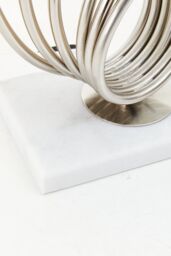Orsina Brushed Chrome Spoke Table Lamp, Sculptural Chrome Base With White Linen Shade, Modern Decorative Table Light - thumbnail 5