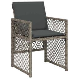 Berkfield Home 5 Piece Garden Dining Set with Cushions Grey Poly Rattan - thumbnail 3