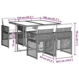 Berkfield Home 5 Piece Garden Dining Set with Cushions Grey Poly Rattan - thumbnail 9