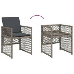 Berkfield Home 5 Piece Garden Dining Set with Cushions Grey Poly Rattan - thumbnail 6