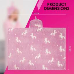 FLAVORA Pink Glow In Dark Unicorn Throw Blanket - Size: 100 cm x 190 cm - thumbnail 3