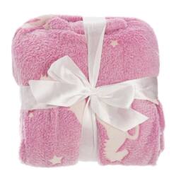 FLAVORA Pink Glow In Dark Unicorn Throw Blanket - Size: 100 cm x 190 cm