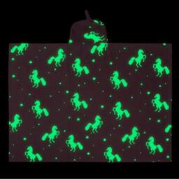 FLAVORA Pink Glow In Dark Unicorn Throw Blanket - Size: 100 cm x 190 cm - thumbnail 4
