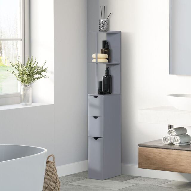 HOMCOM Tall Bathroom Cabinet, Bathroom Storage Cabinet W/ Shelf, Drawers in Grey - image 1