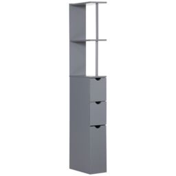 HOMCOM Tall Bathroom Cabinet, Bathroom Storage Cabinet W/ Shelf, Drawers in Grey - thumbnail 2