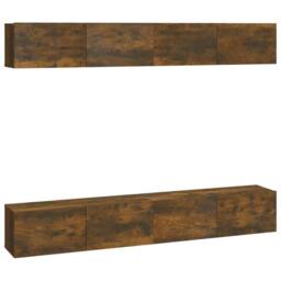Berkfield Home Wall TV Cabinets 4 pcs Smoked Oak 100x30x30 cm in Brown - Size: 100 x 30 x 30 cm - thumbnail 1