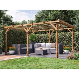 Dunster House Wooden Pergola Plant Frame 4m x 3m (13' x 10'), Utopia in Brown - thumbnail 3