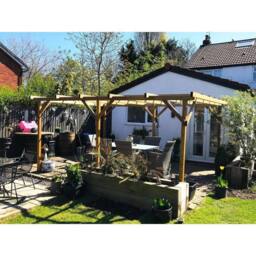 Dunster House Wooden Pergola Plant Frame 4m x 3m (13' x 10'), Utopia in Brown - thumbnail 2