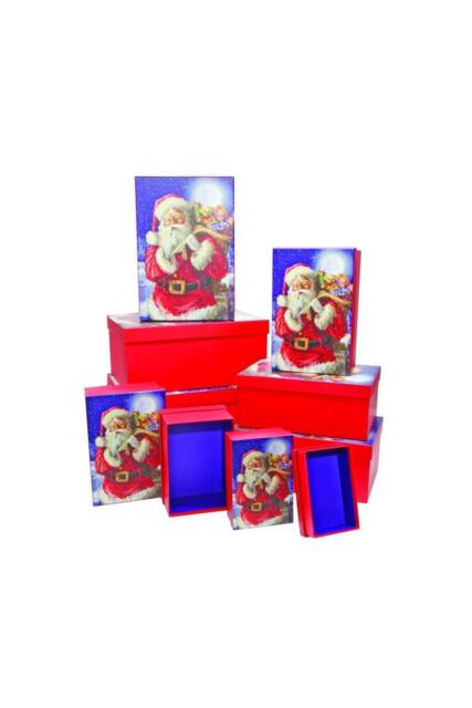 KDMD Nested Santa Boxes x10 Red Gift Box - image 1