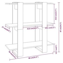 Berkfield Home Book Cabinet/Room Divider Black 80x30x87 cm - Size: 80 x 30 x 87 cm - thumbnail 7