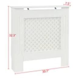 Havendro Radiator Cover Diamond Style Wood Wall Cabinet MDF Slats, S in White - thumbnail 2