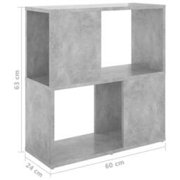 Berkfield Home Decorative Book Cabinet Concrete Grey 60x24x63 cm Engineered Wood - Size: 60 x 24 x 63 cm - thumbnail 7